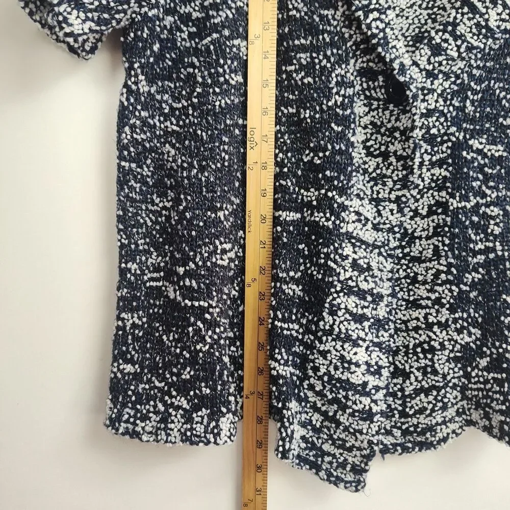CJ Banks Cardigan Sweater Women's 3X Blue/White Textured One Button Short Sleeve - Picture 4 of 7